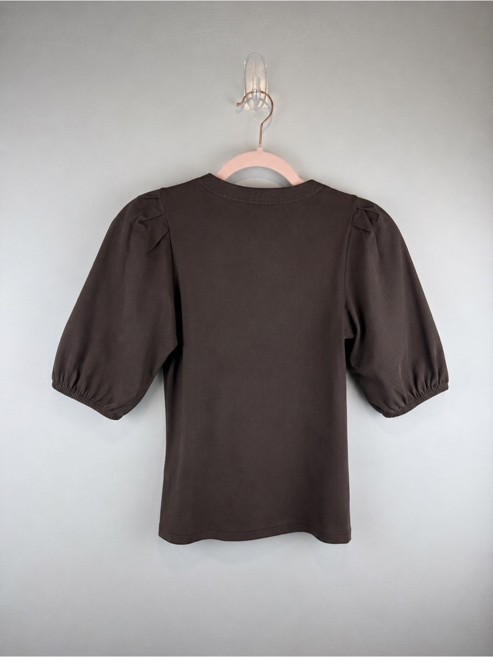 Madewell Brown Puff Sleeve Henley Knit Top XS NWT Modal Blend - Picture 4 of 7
